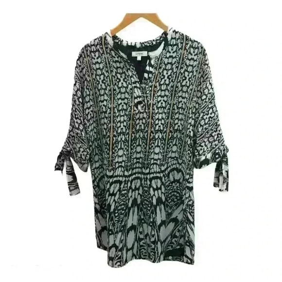 Umgee USA Tunic Dress  Tie Sleeves Green - Picture 1 of 8